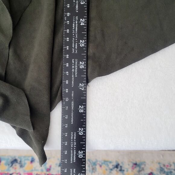 Torrid Olive Green Faux Suede Suedette Draped Waterfall Open‎ Cardigan Size 2 2X - Picture 8 of 8